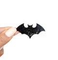 Black Glitter Bat Halloween Iron on Patch - Small