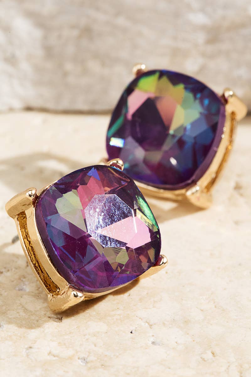 Peach Prism Glow Stud Earrings