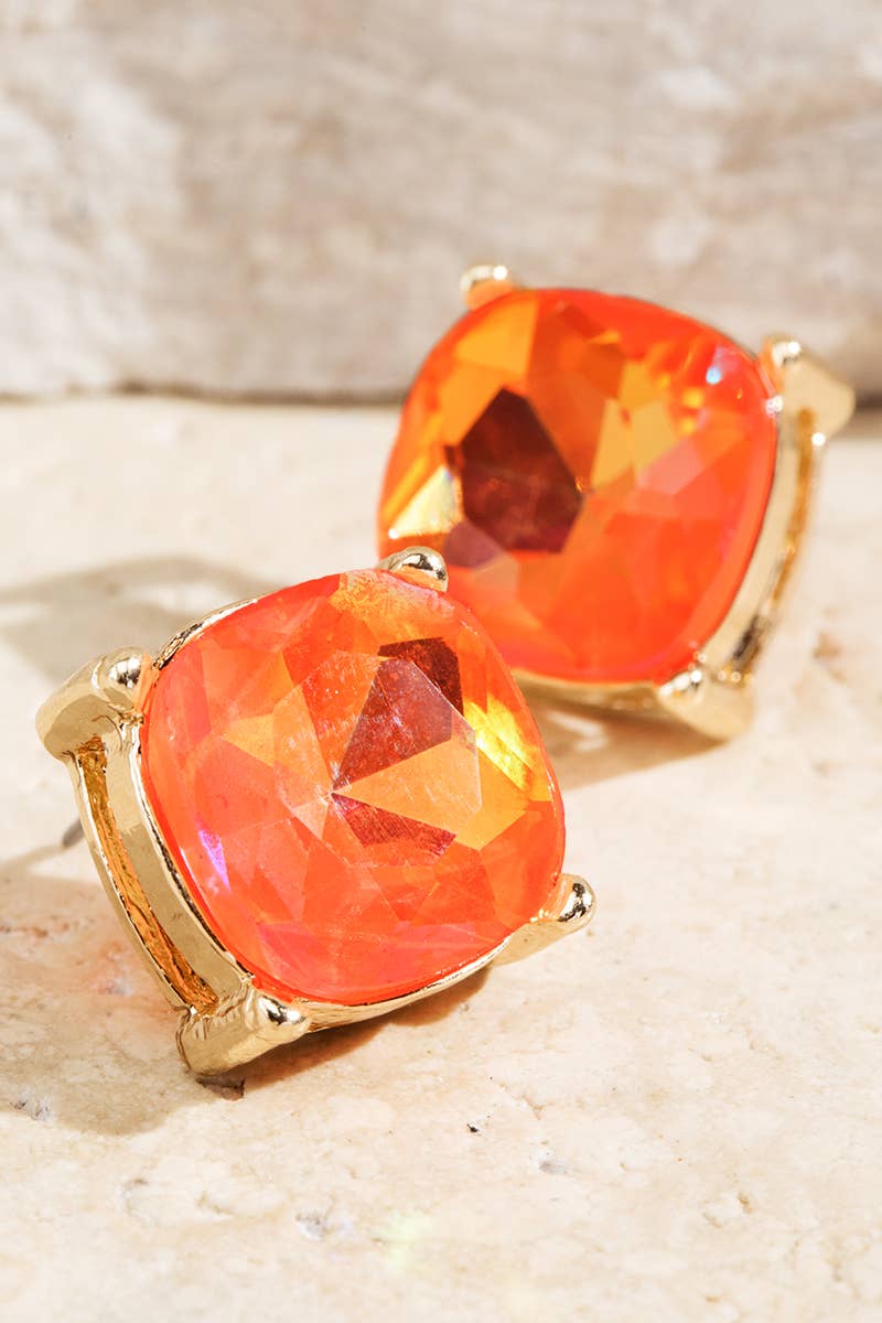Peach Prism Glow Stud Earrings