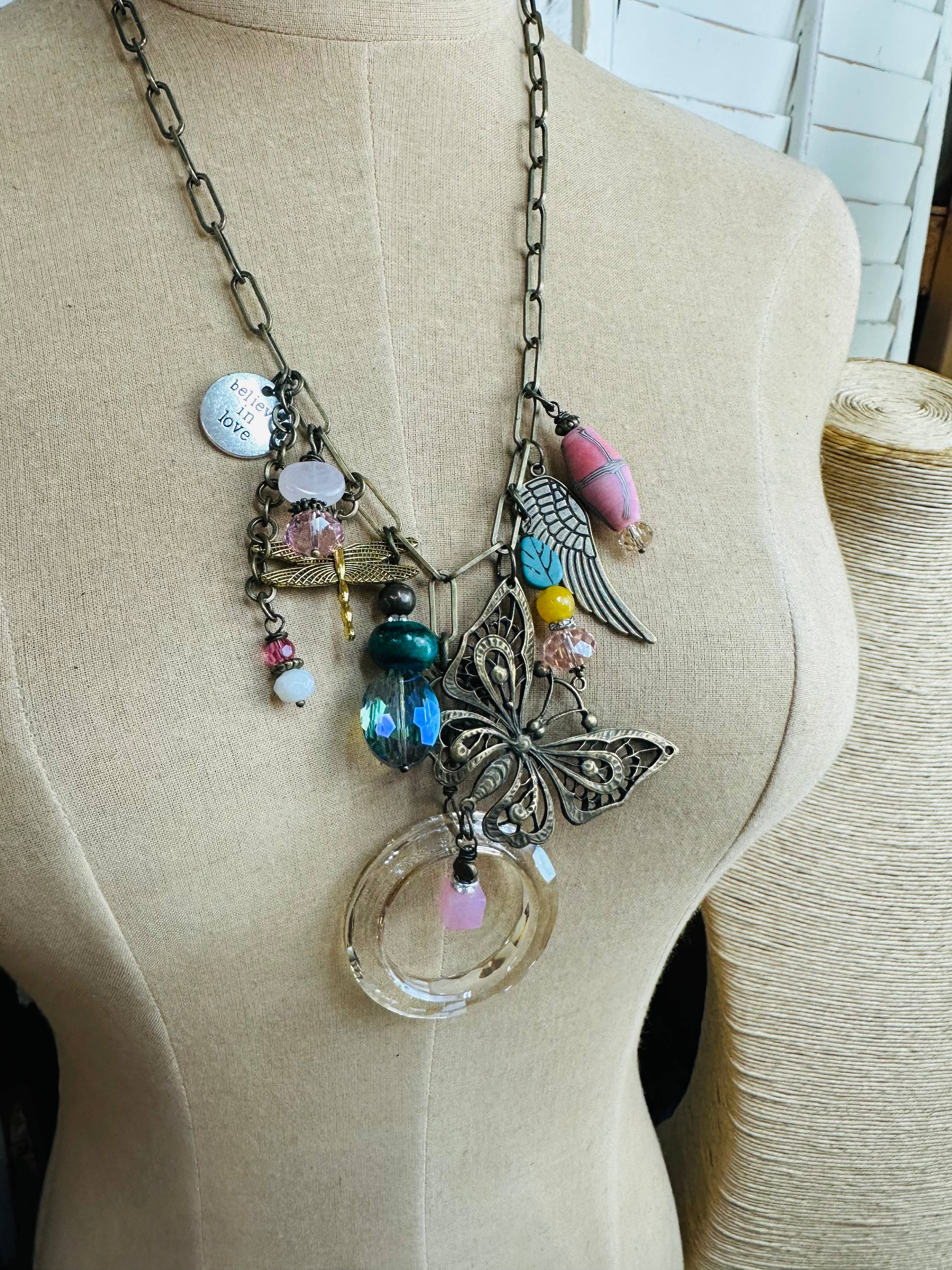 Gypsy Junk Originals  Butterfly Necklace 