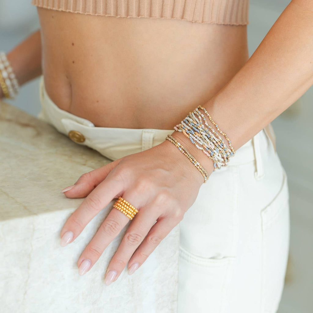 Peachy Pop Seed Bead Bracelets