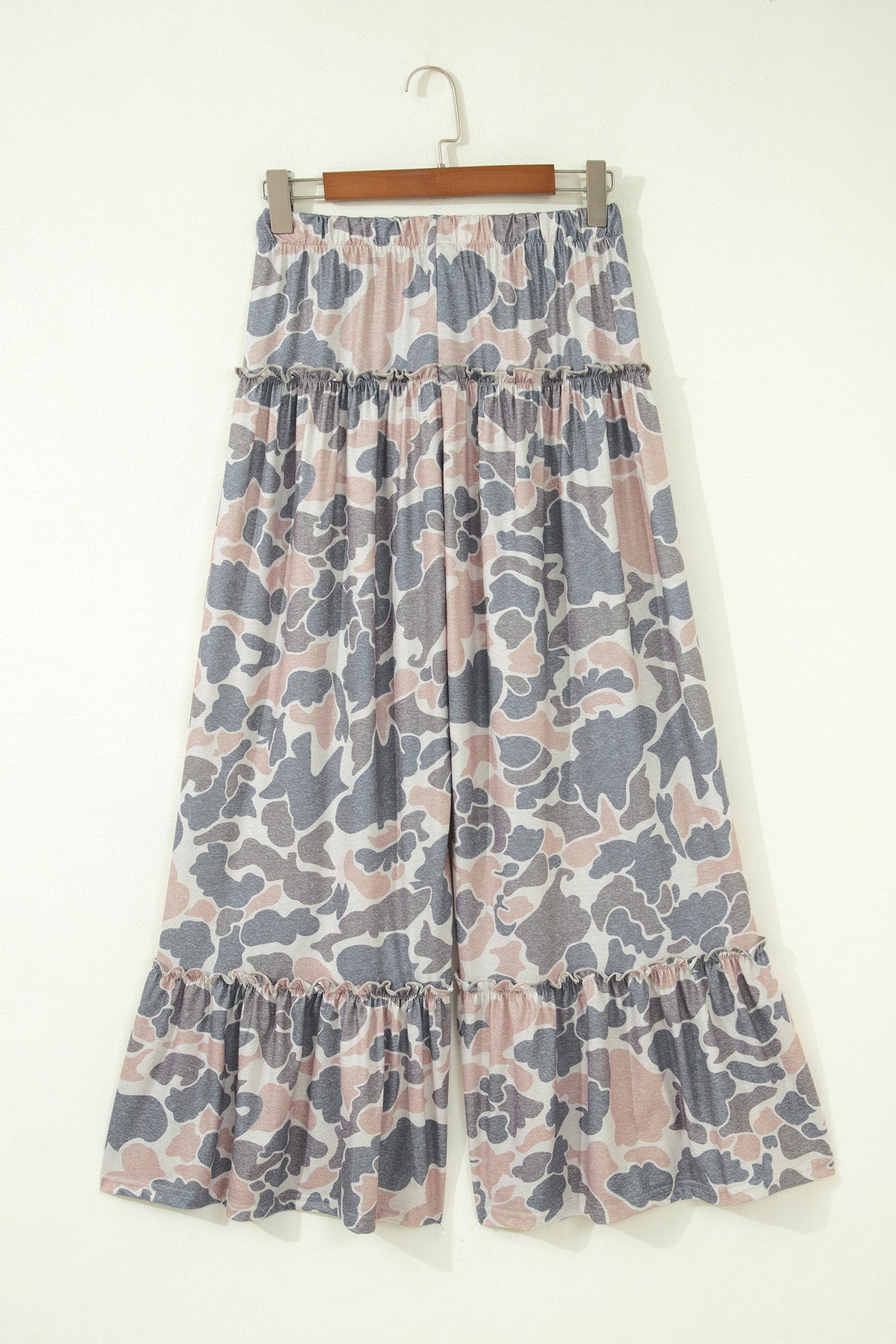 Multicolour Camo Print Wide Leg Casual Pants