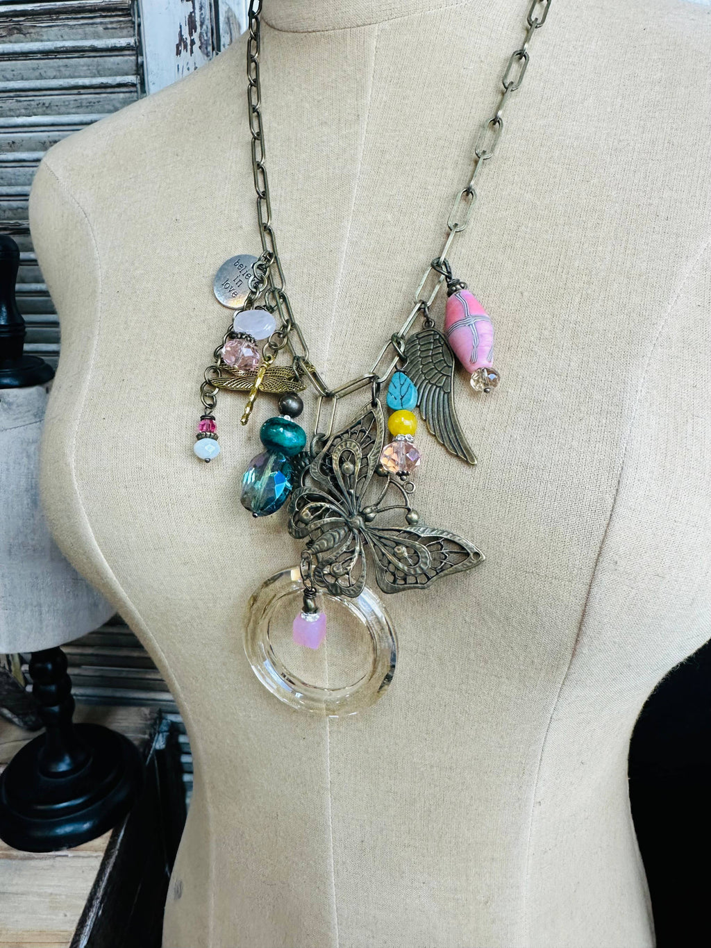 Gypsy Junk Originals  Butterfly Necklace 