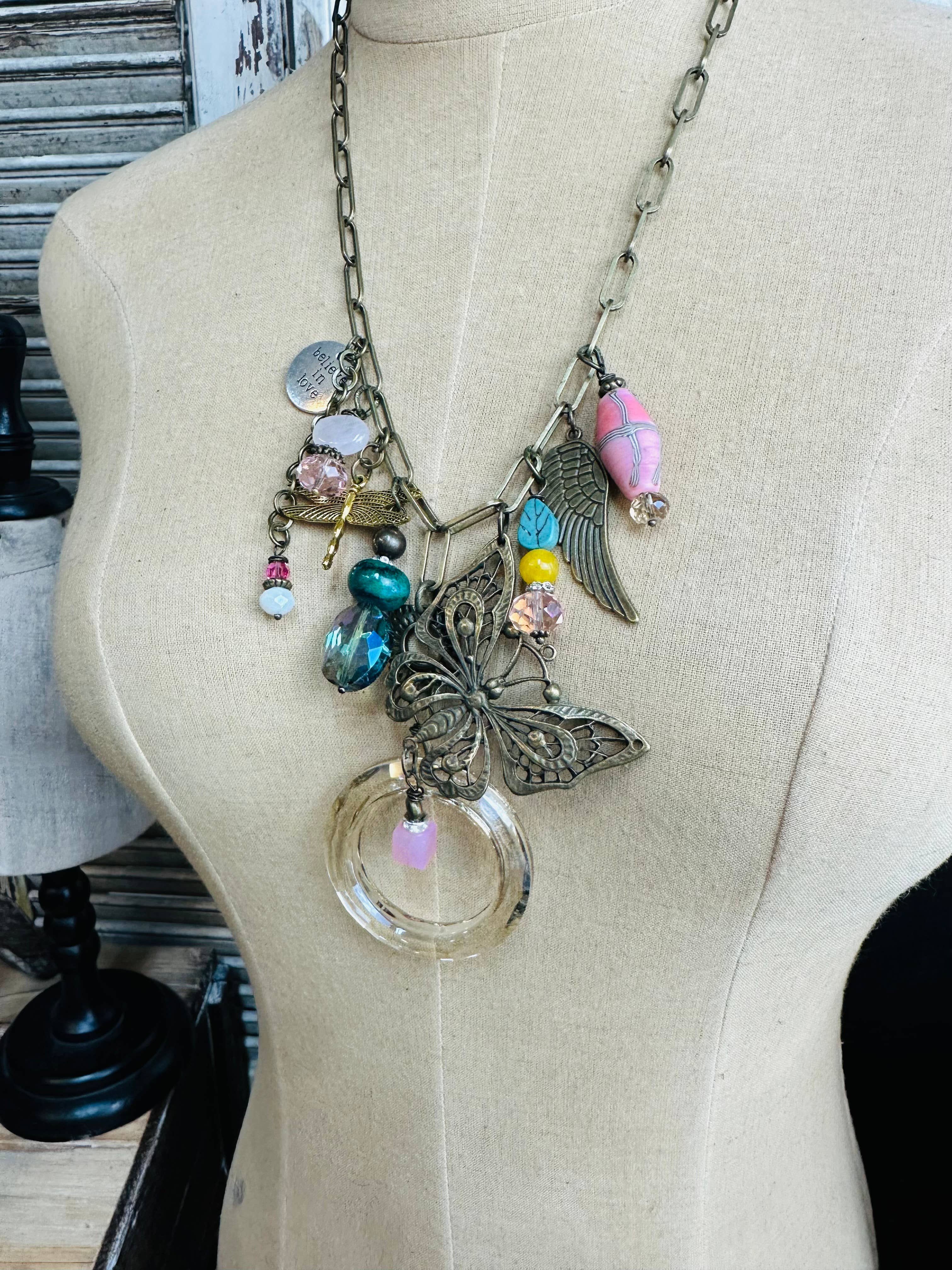 Gypsy Junk Originals  Butterfly Necklace 