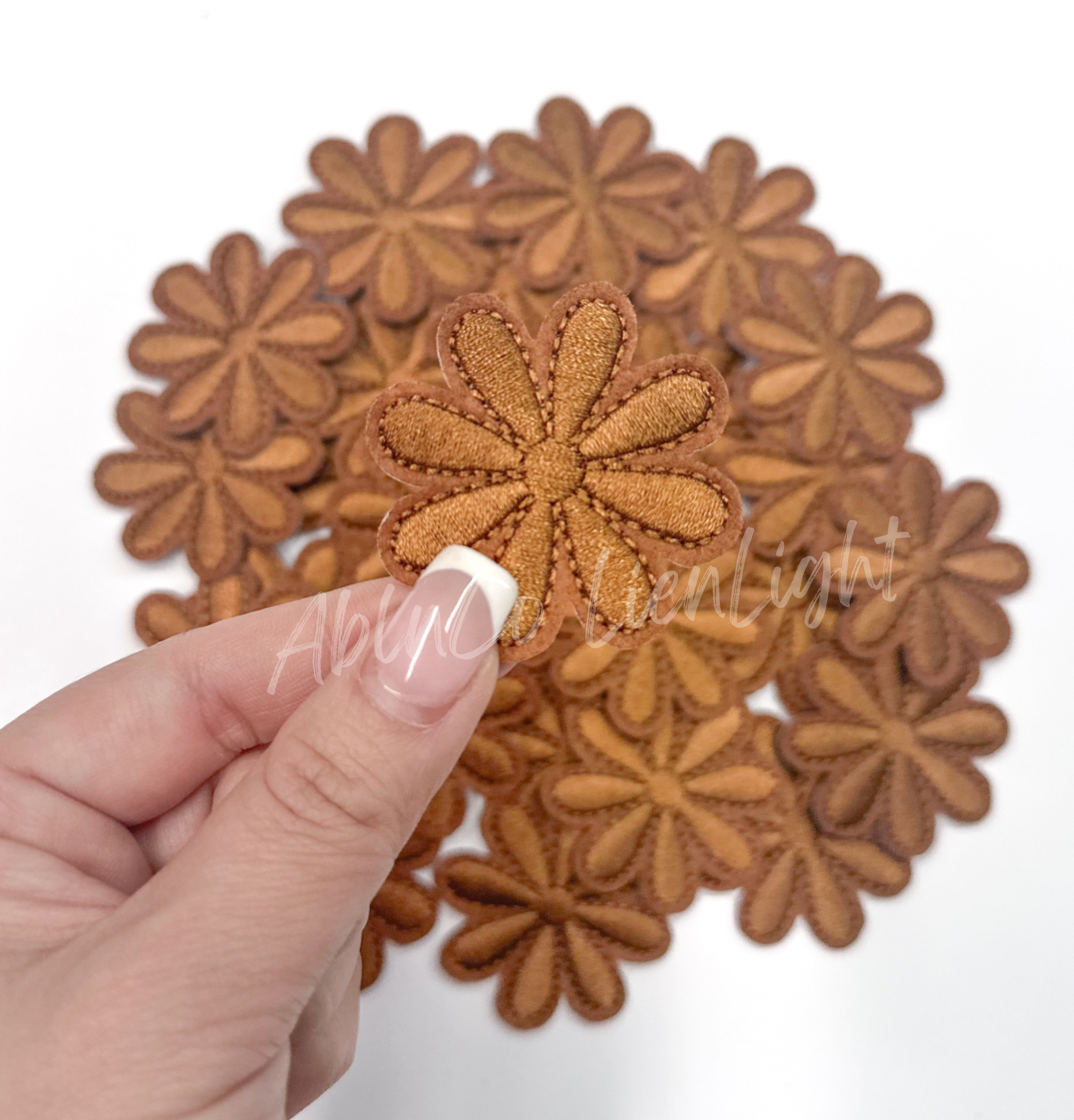 Trucker hat patches 2” brown daisy flower embroidery patch 