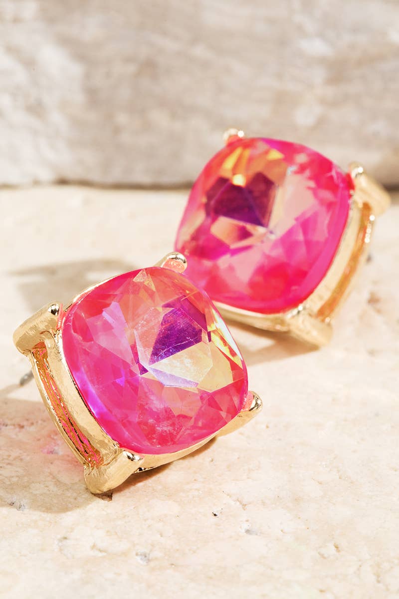 Peach Prism Glow Stud Earrings