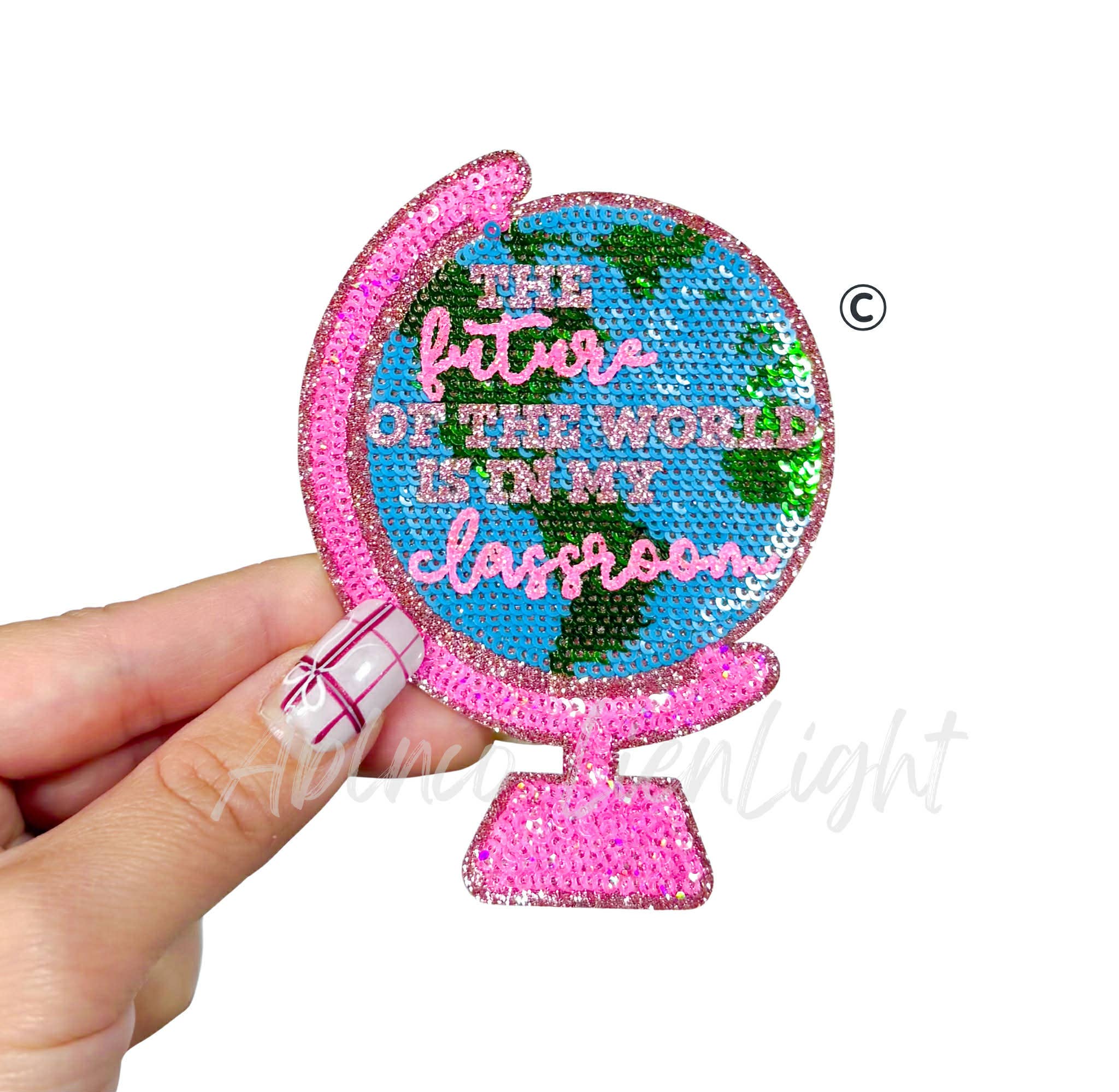 The Future of the World Globe Sequins Teacher Patch - Small