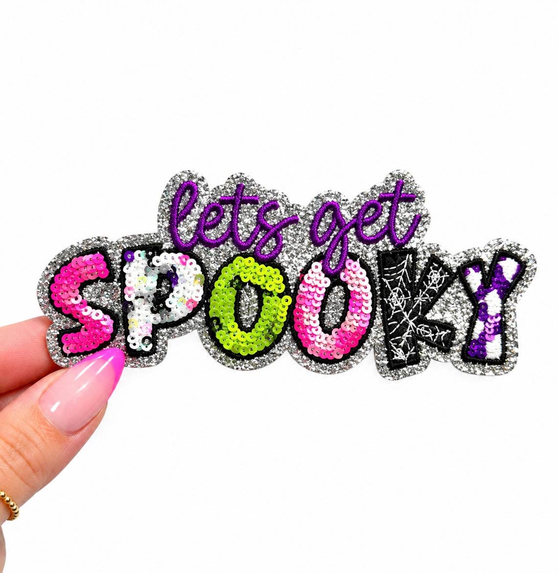 Lets Get Spooky Halloween Sequin Patch - Small