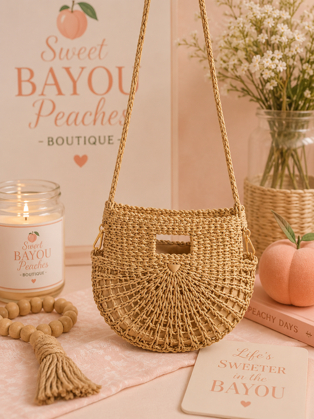 Fame Braided Semi Circle Tote Bag