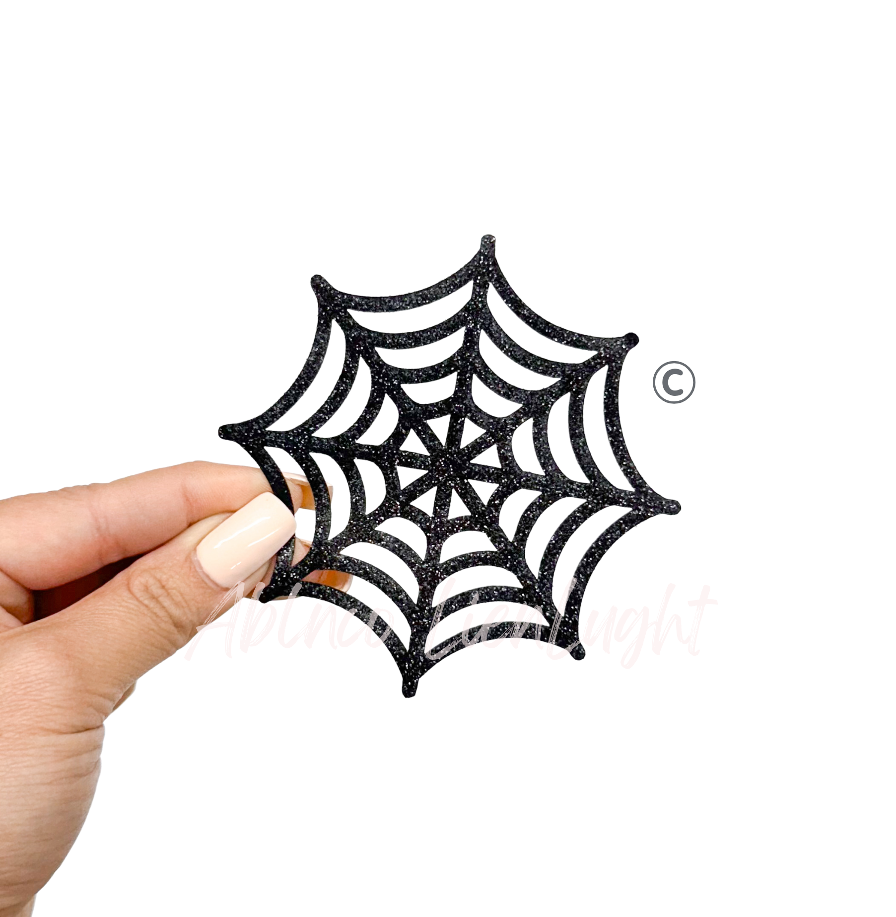 Black Glitter Spider Web Halloween Iron on Patch - Small