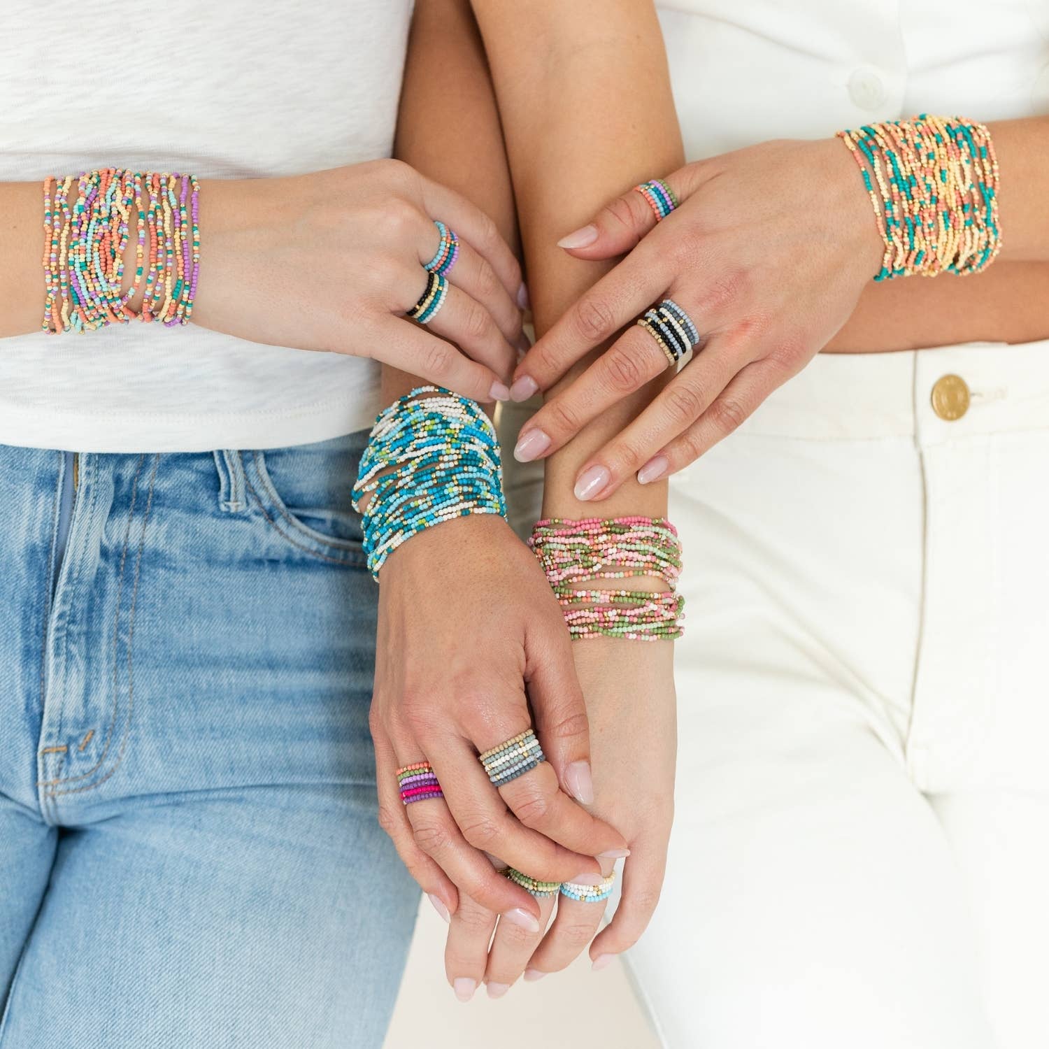 Peachy Pop Seed Bead Bracelets
