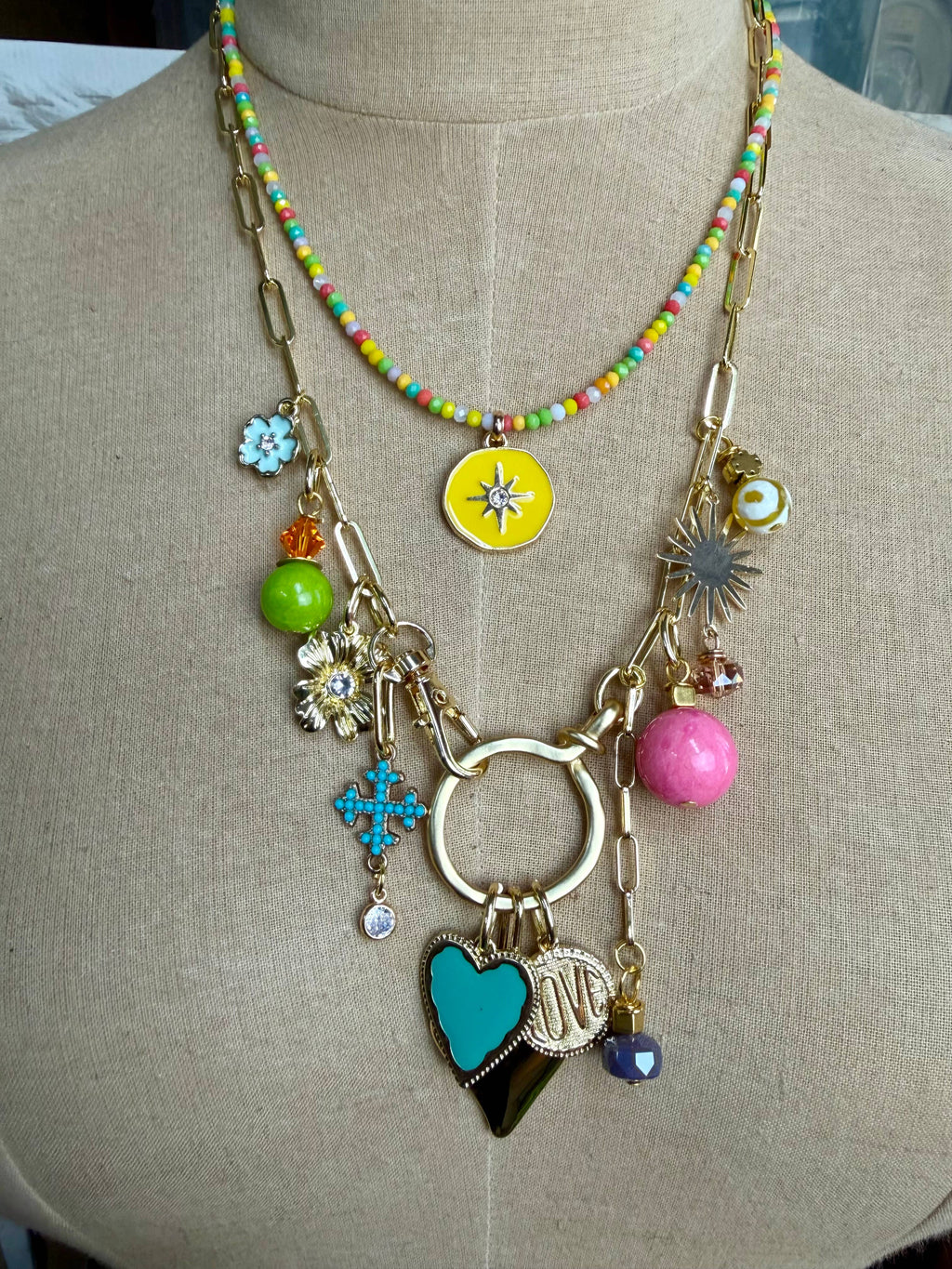 Colorful Roulette Charm Neck