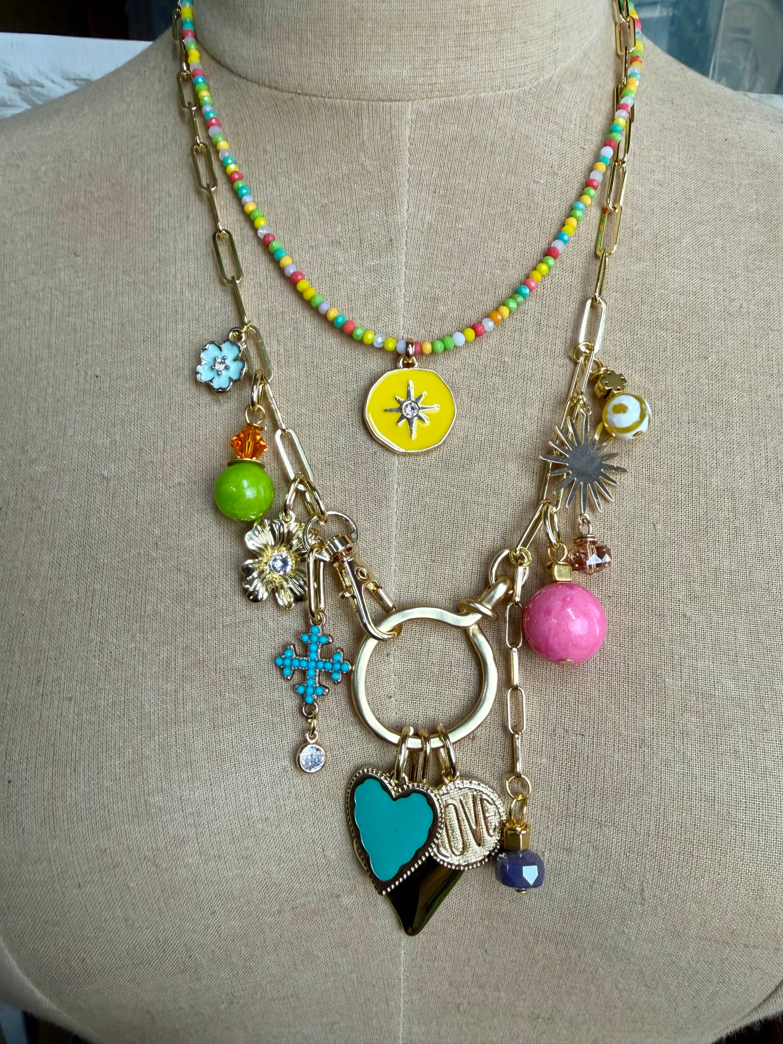 Colorful Roulette Charm Neck