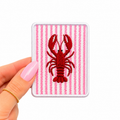 Pink Striped Lobster Summer Embroidery Patch 