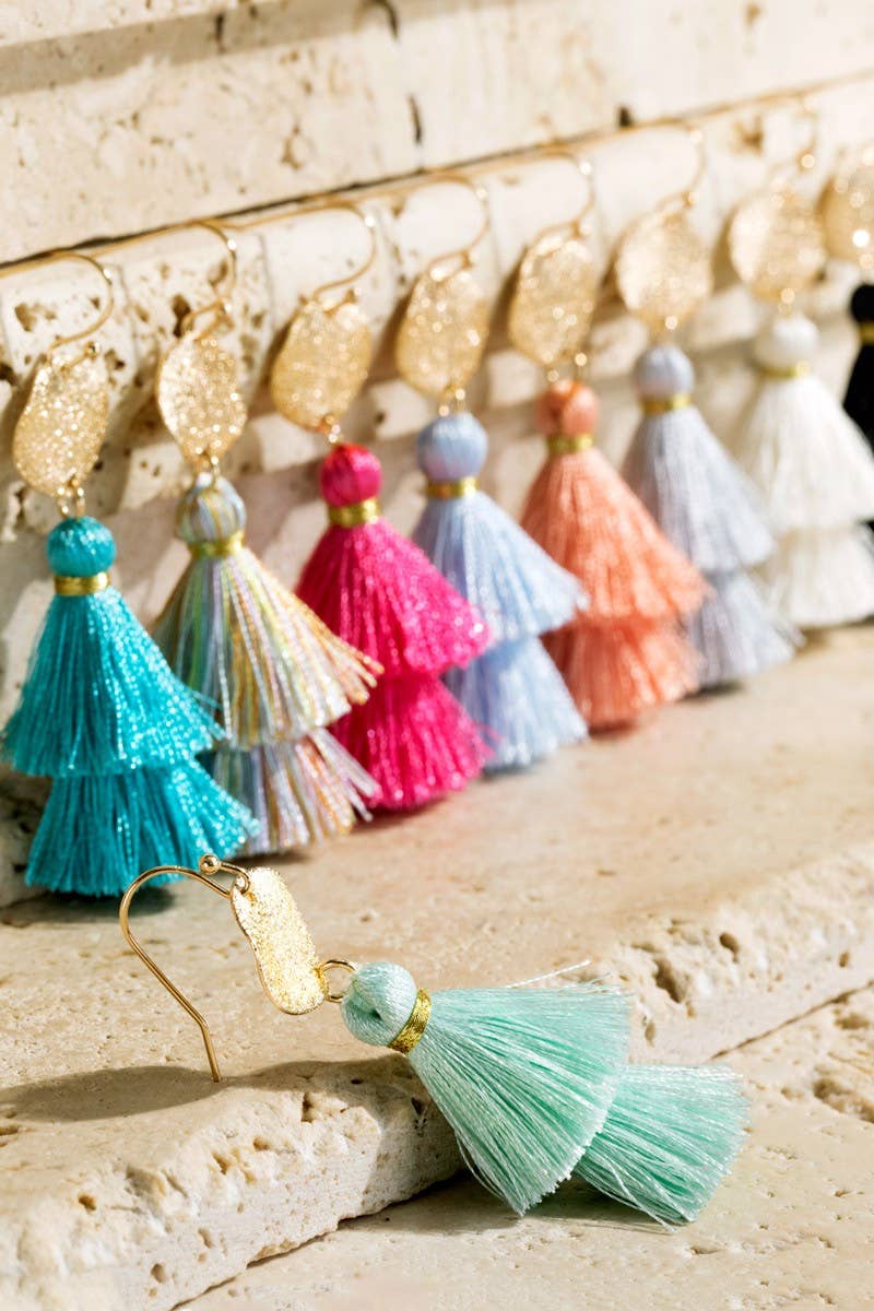 Peach Bloom Layered Tassel Earrings