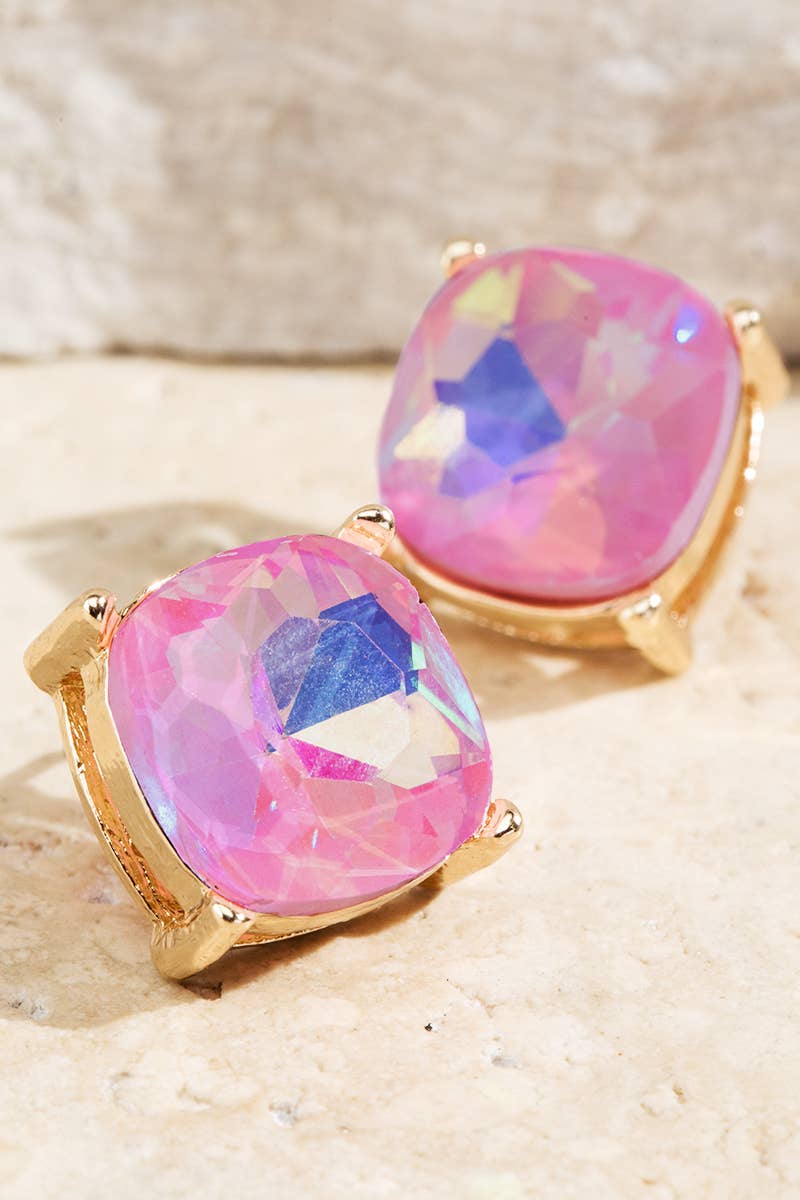 Peach Prism Glow Stud Earrings