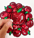 Trucker hat patches 3” red apple sequins embroidery patch