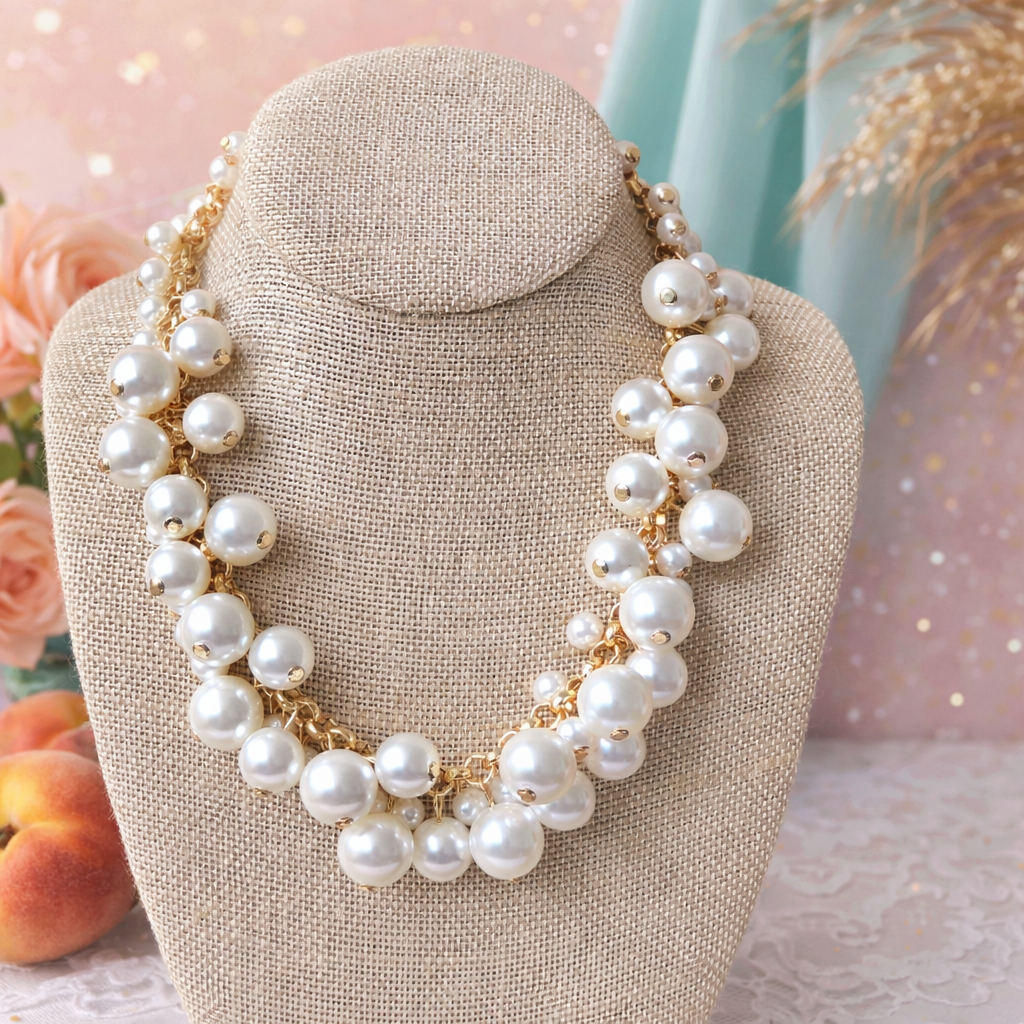 Peach Blossom Pearl Statement Necklace