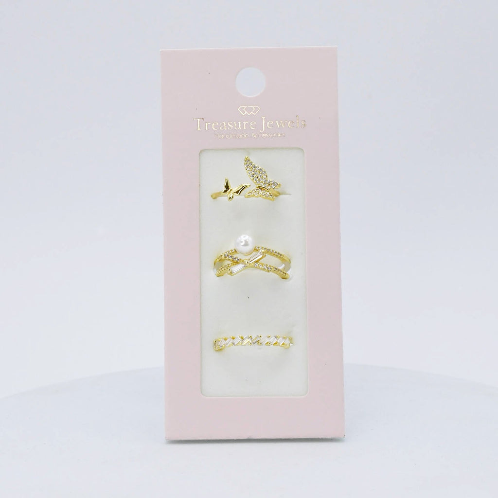 Butterfly Pearl Ring Set