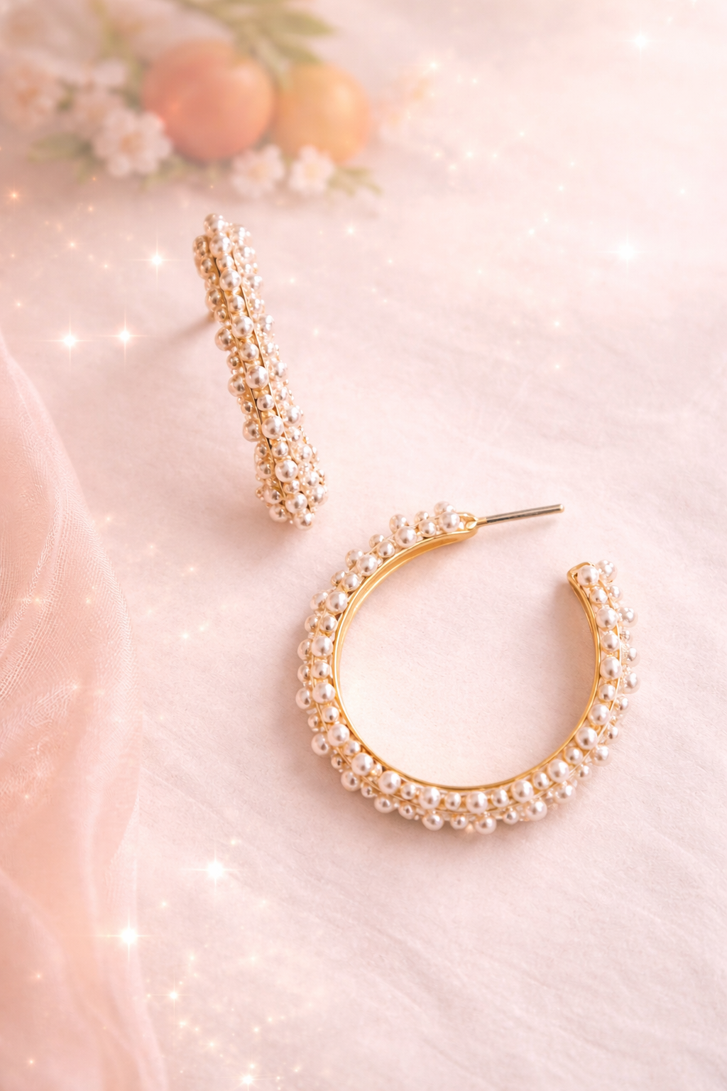 Golden Pearl Glow Hoops