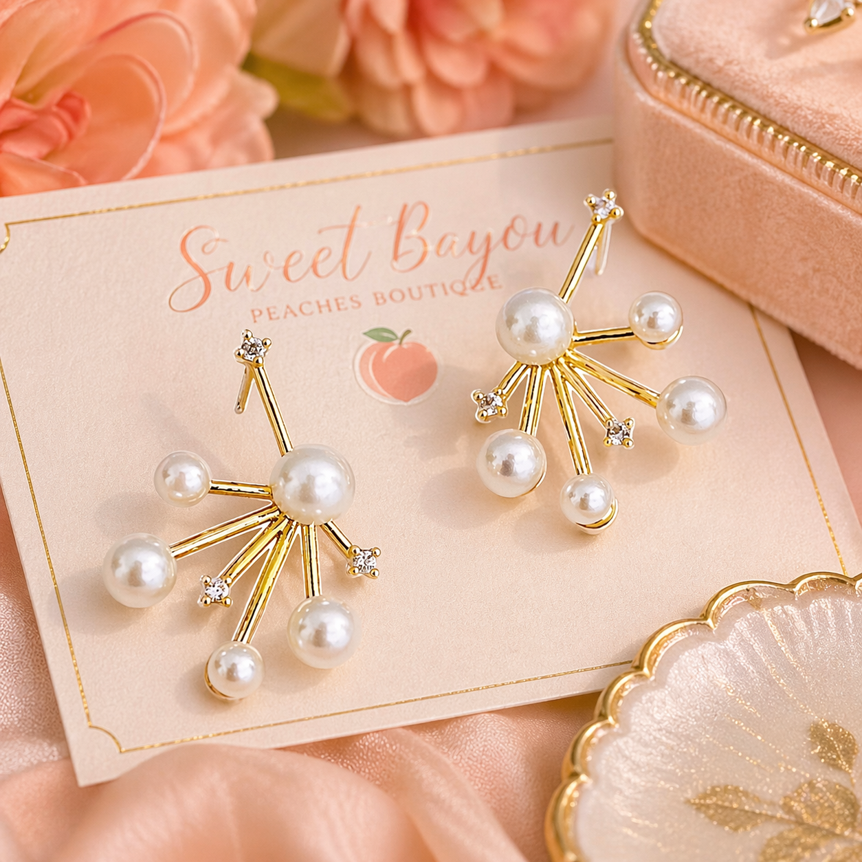 Southern Sparkle Pearl Burst Earrings