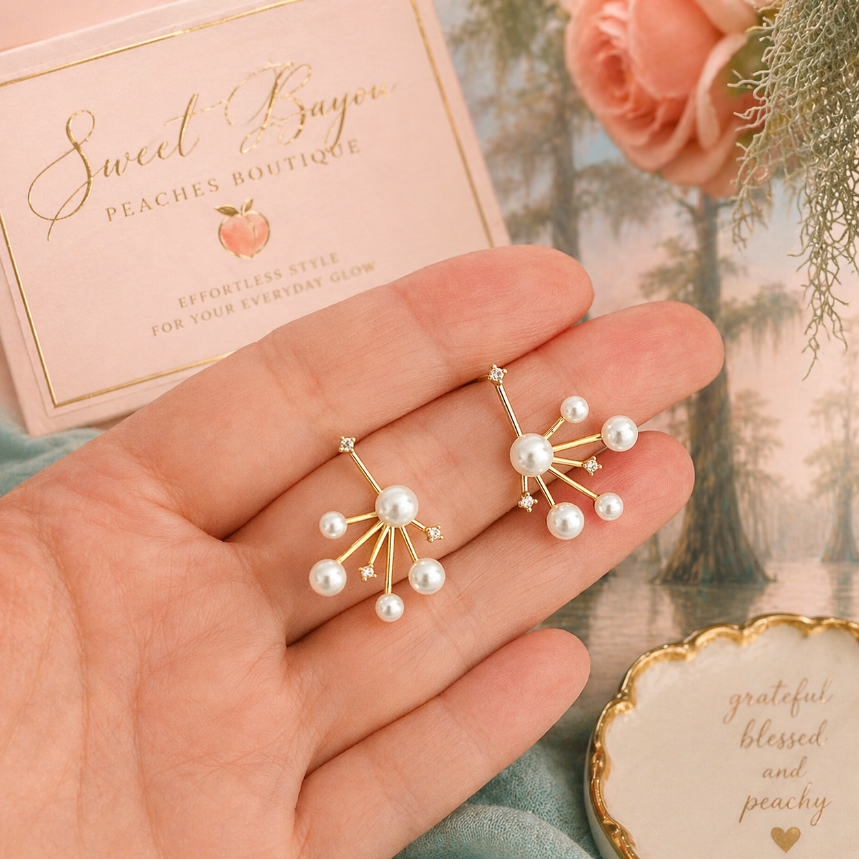 Southern Sparkle Pearl Burst Earrings