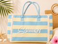Seaside Summer Stripe Canvas Tote