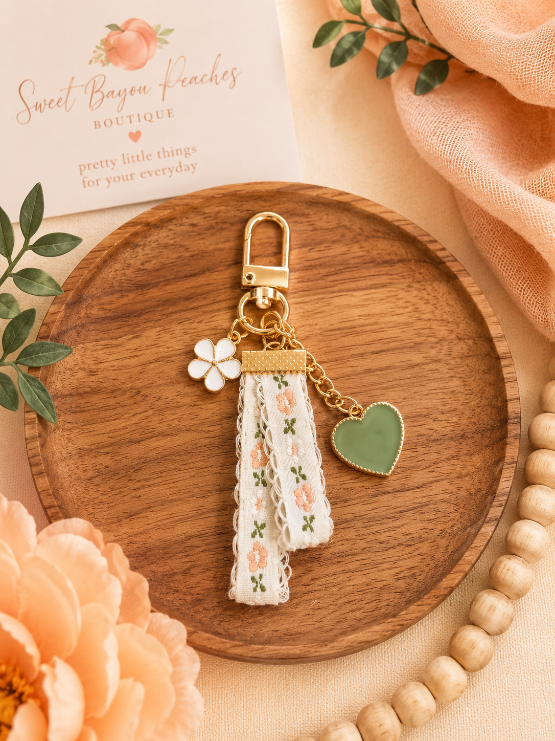 Blossom & Sage Ribbon Bag Charm