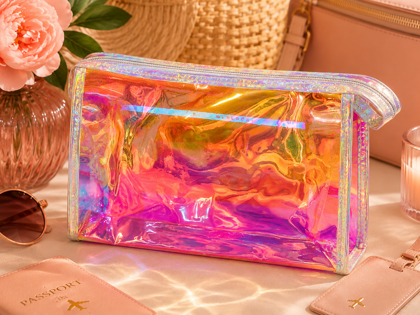 Iridescent Luxe Travel Cosmetic Bag