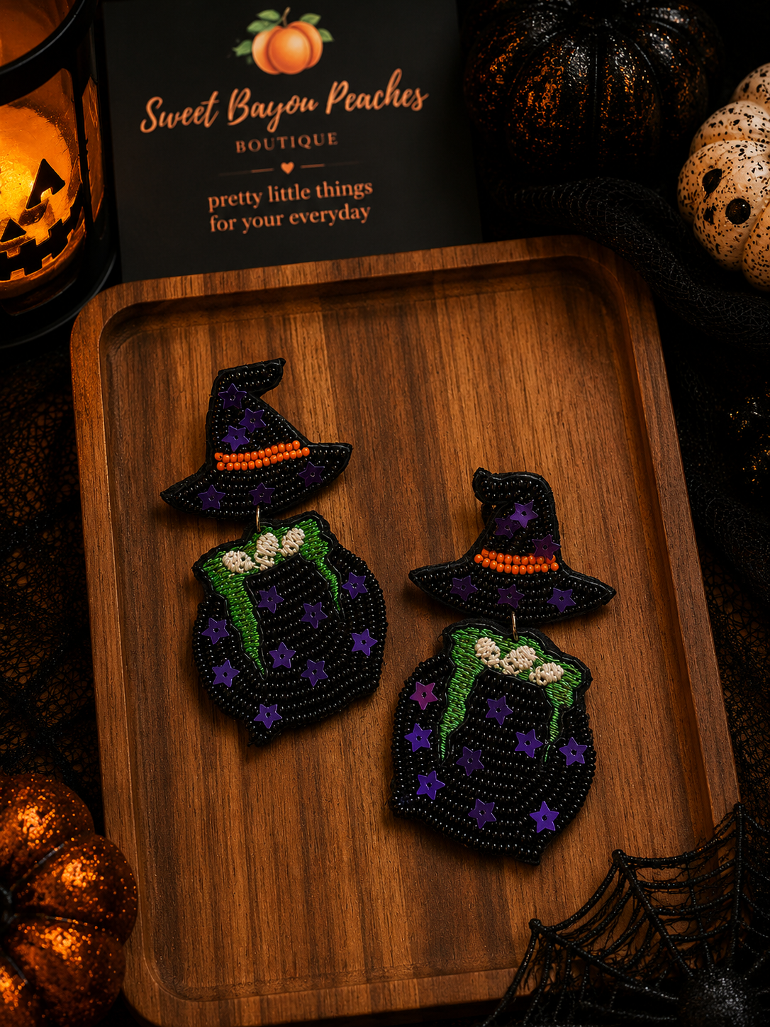 Midnight Magic Cauldron Beaded Statement Earrings