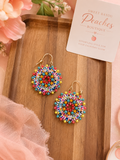 Carnival Confetti Beaded Hoop Earrings
