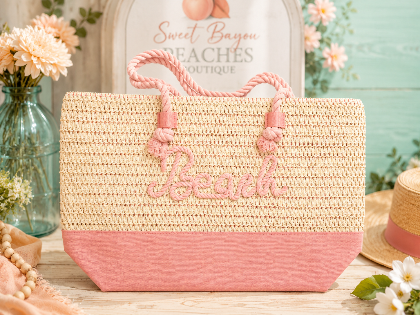 Seaside Escape Canvas & Woven Beach Tote