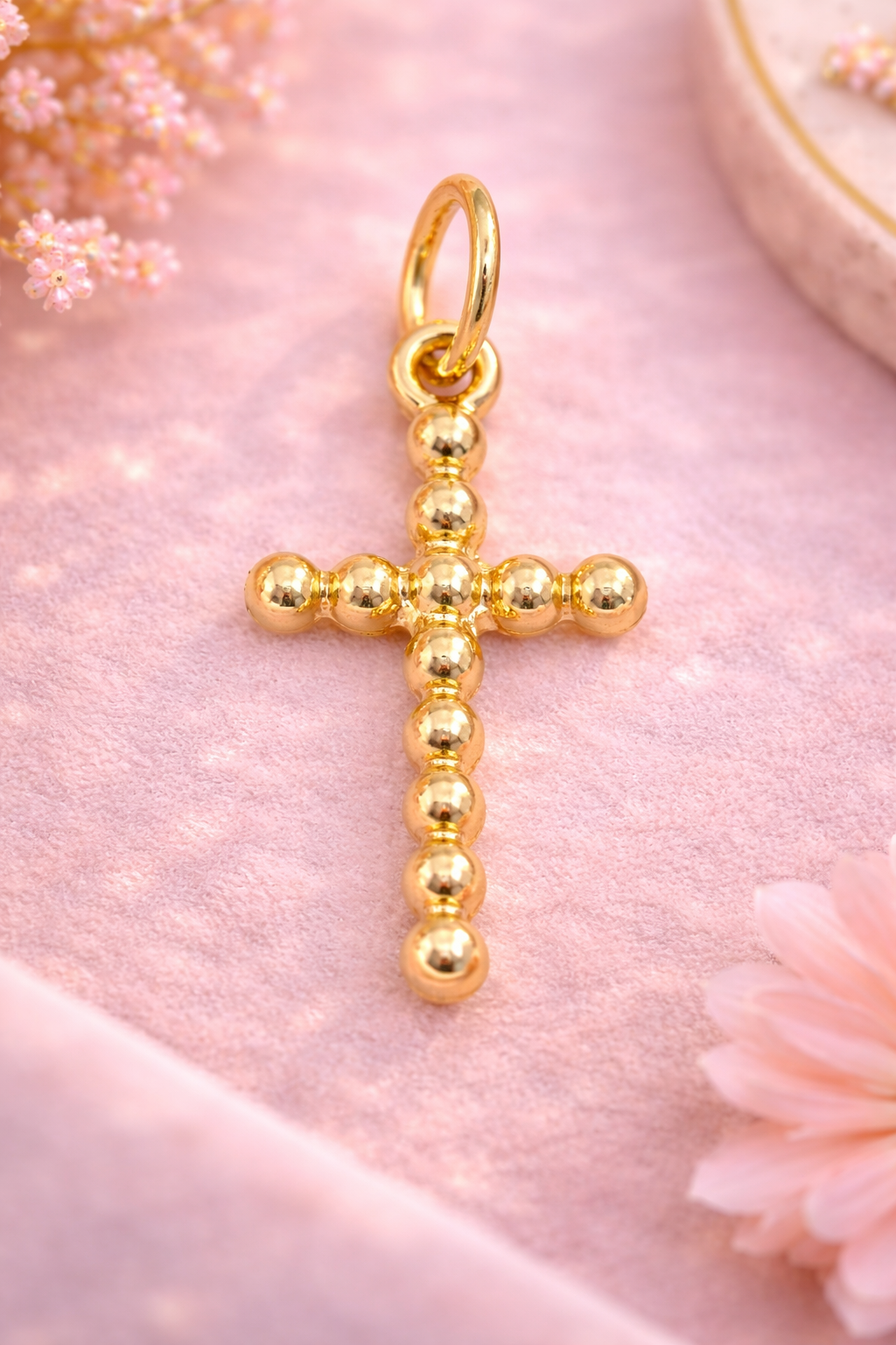 Beaded Cross Glow Charm