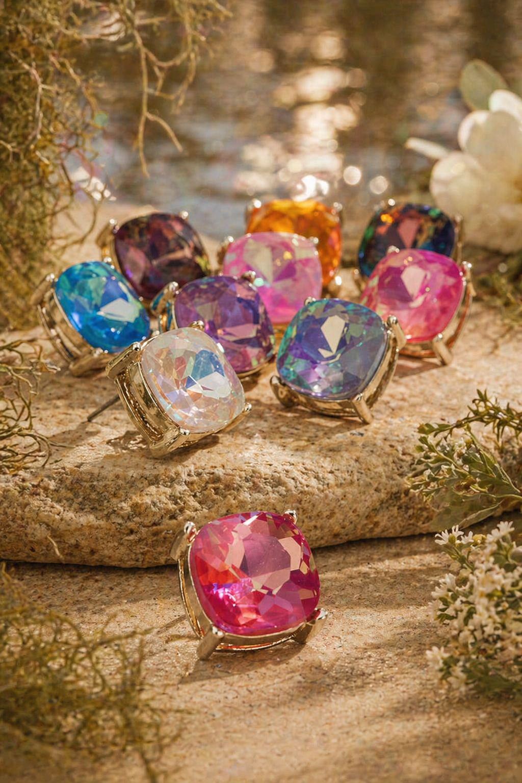 Peach Prism Glow Stud Earrings