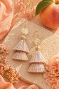 Peach Bloom Layered Tassel Earrings