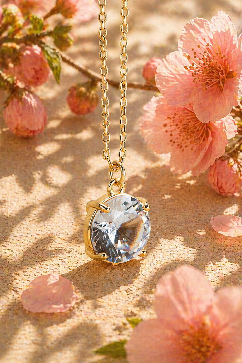 Peach Prism Crystal Pendant Necklace