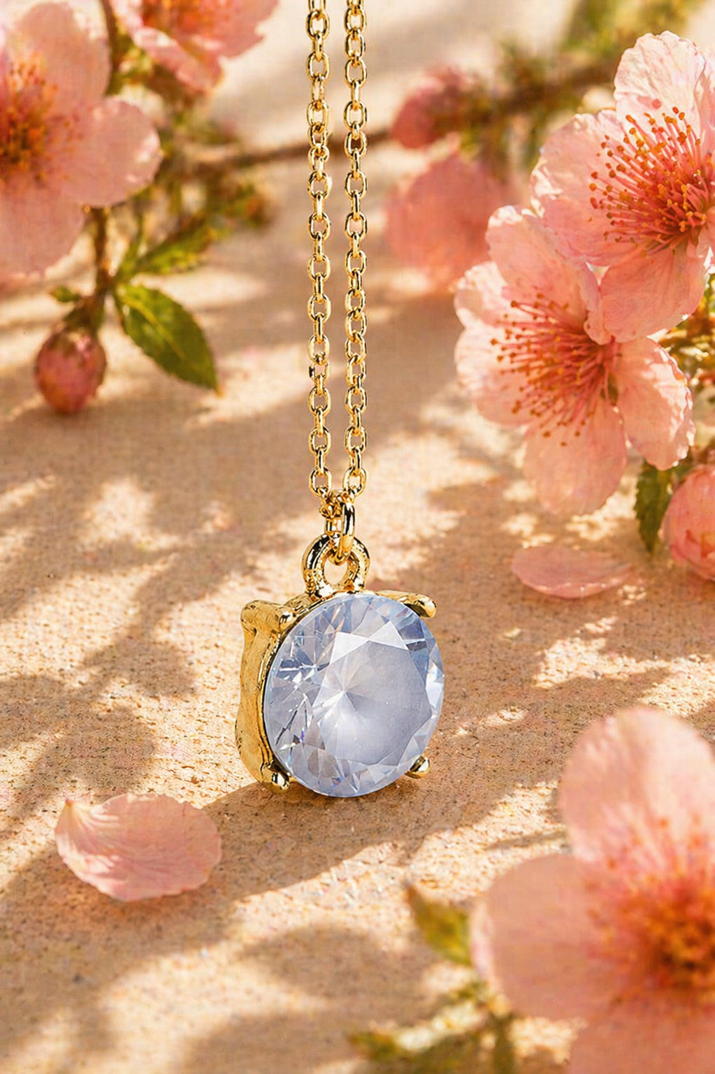 Peach Prism Crystal Pendant Necklace