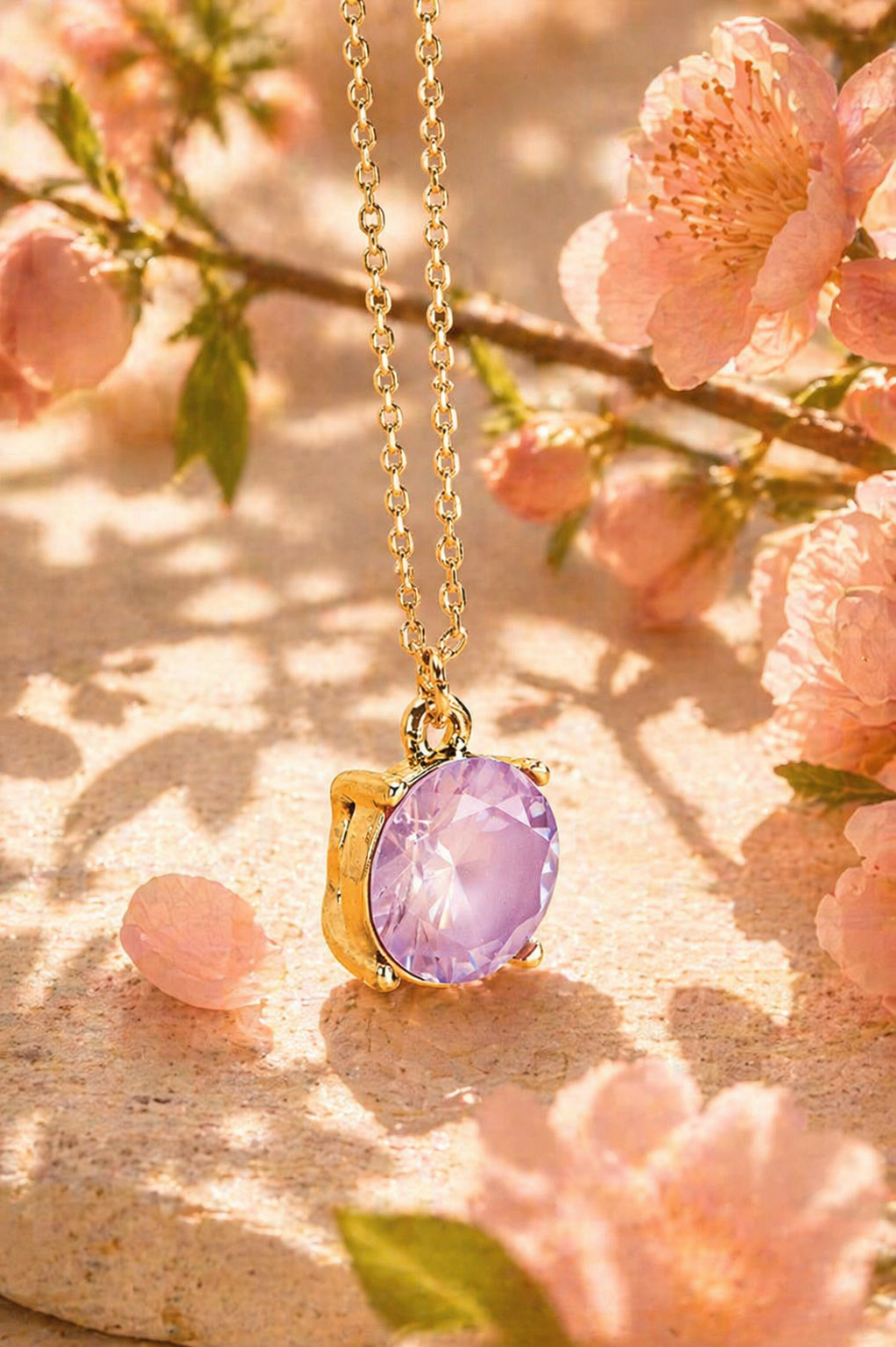 Peach Prism Crystal Pendant Necklace