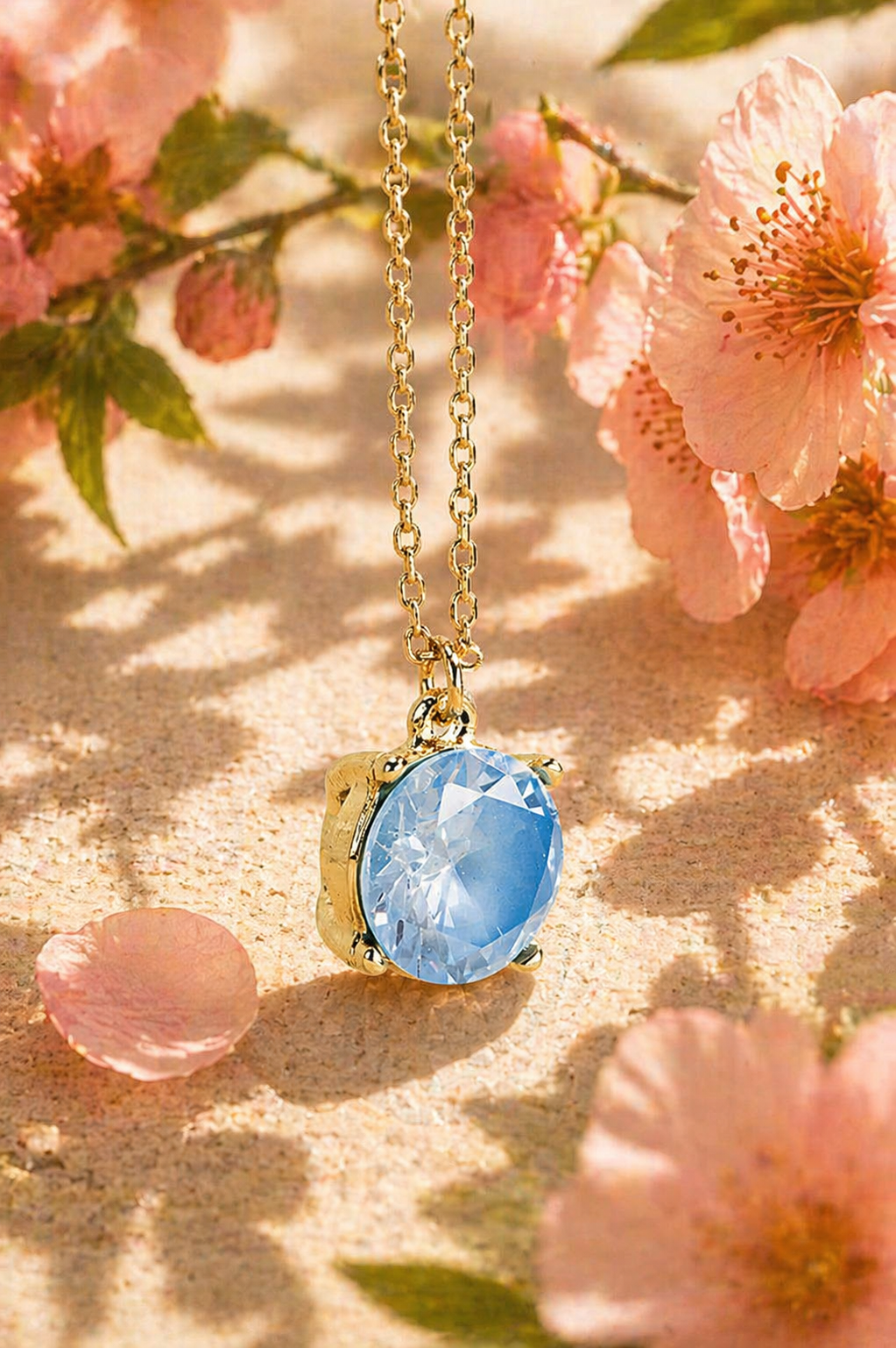 Peach Prism Crystal Pendant Necklace
