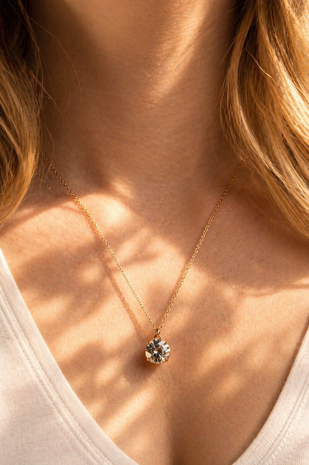 Peach Prism Crystal Pendant Necklace