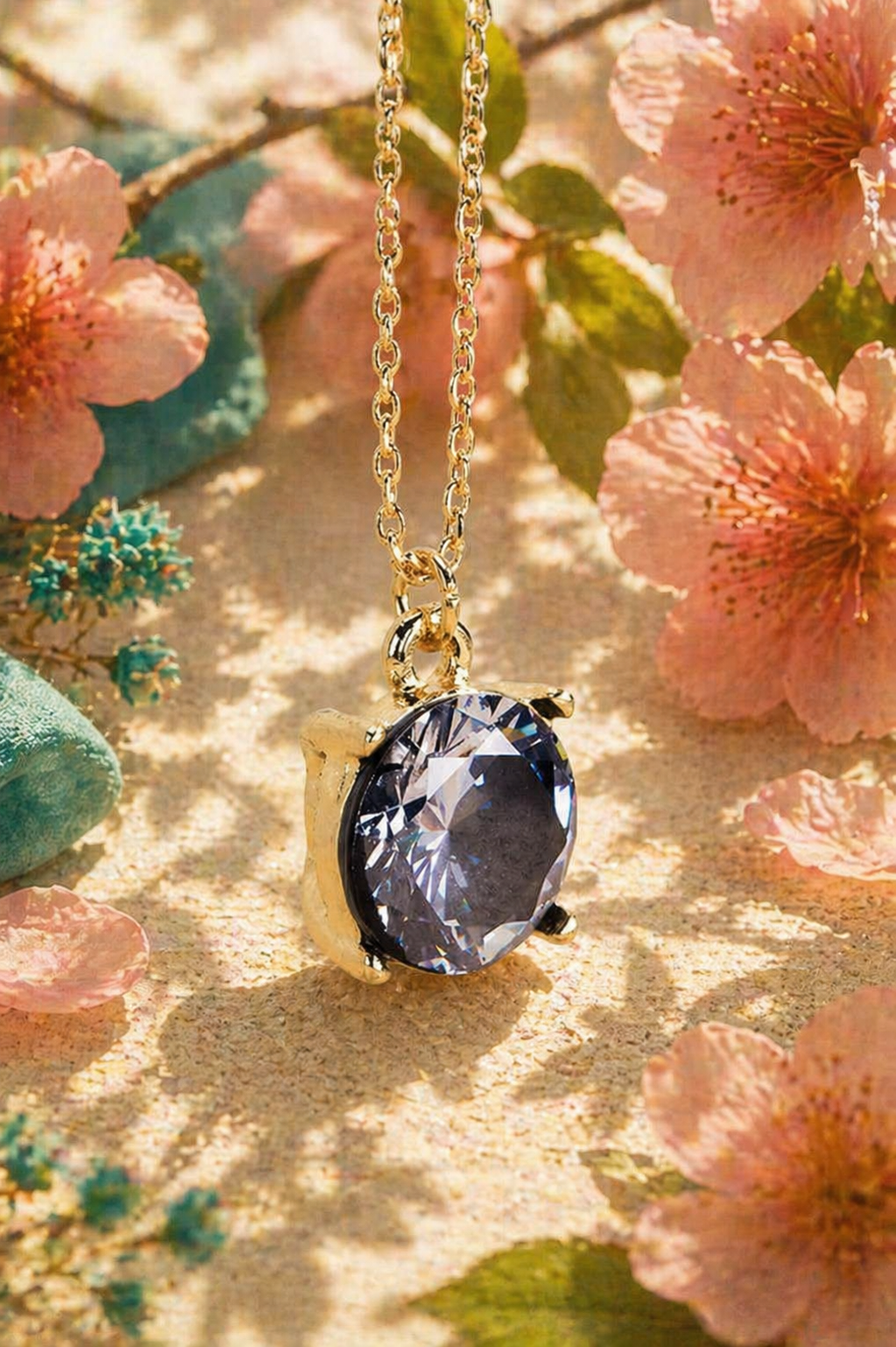 Peach Prism Crystal Pendant Necklace