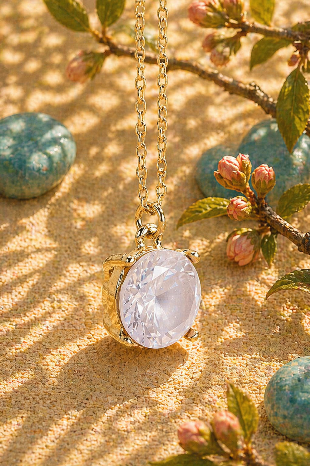Peach Prism Crystal Pendant Necklace