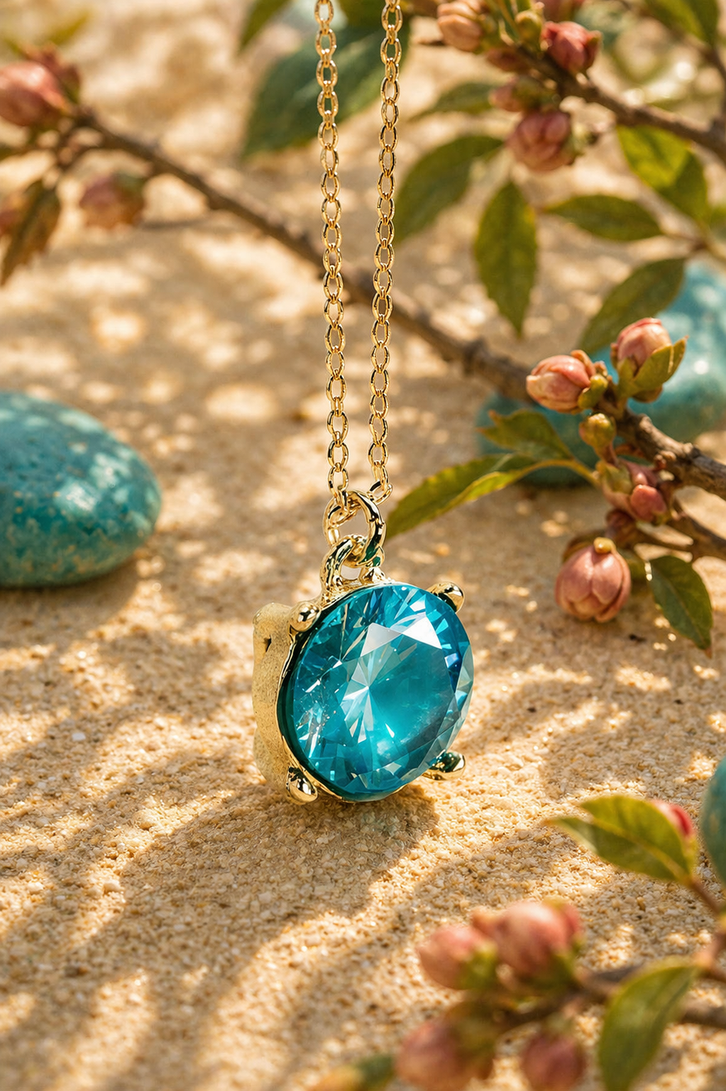 Peach Prism Crystal Pendant Necklace