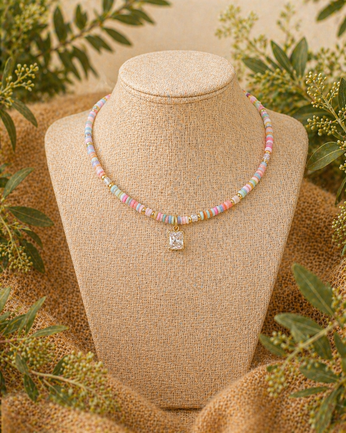Golden Hour Beaded Pendant Necklace