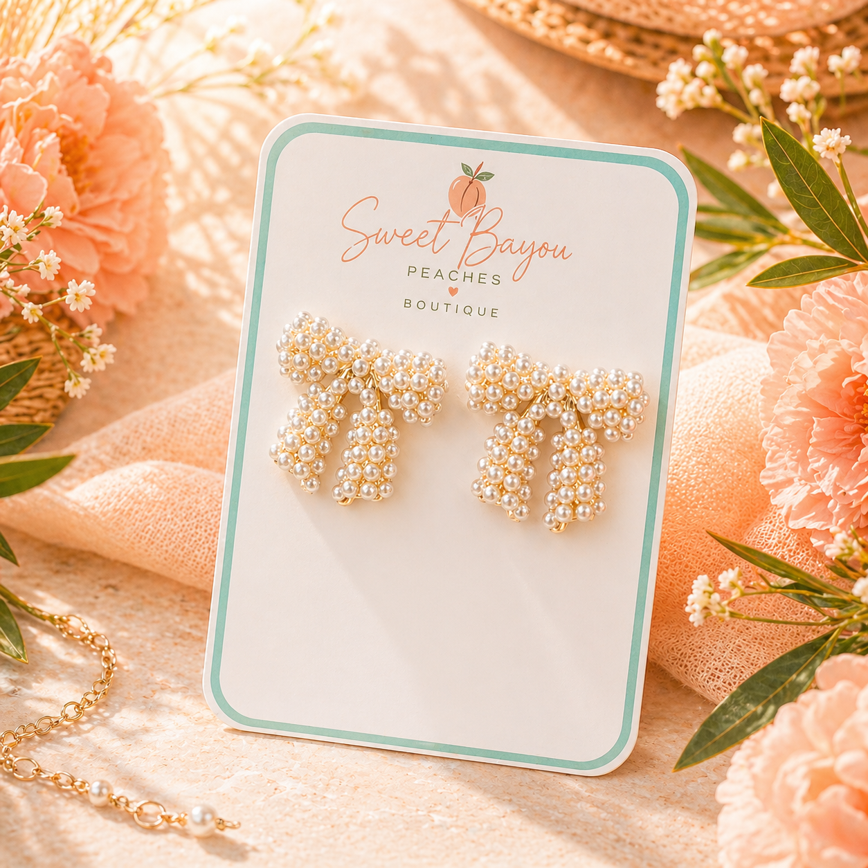 Sweet Pearl Bow Statement Earrings