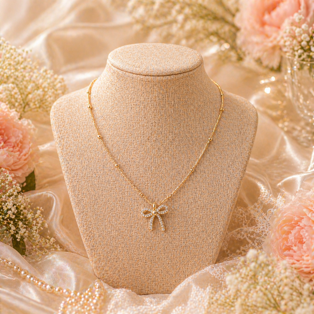 Blushing Bow Pendant Necklace