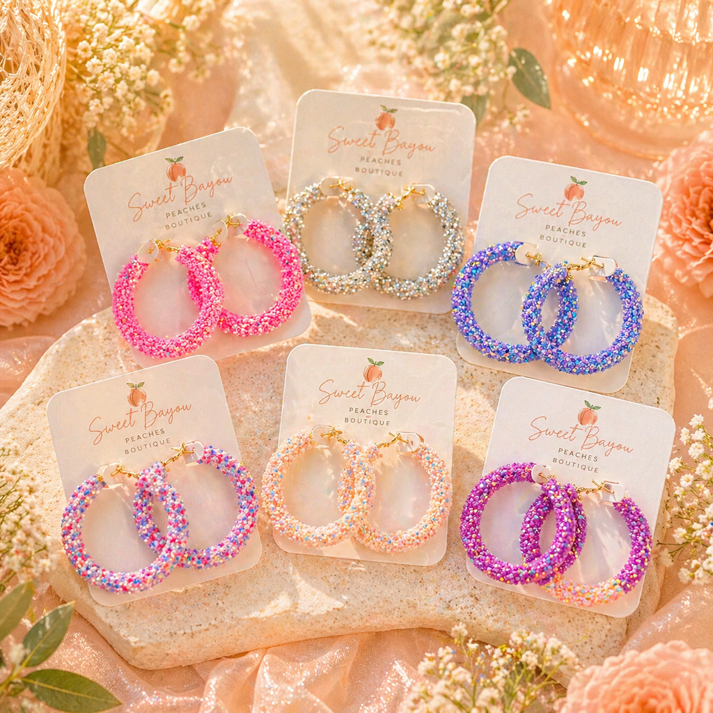 Confetti Sparkle Hoop Earrings
