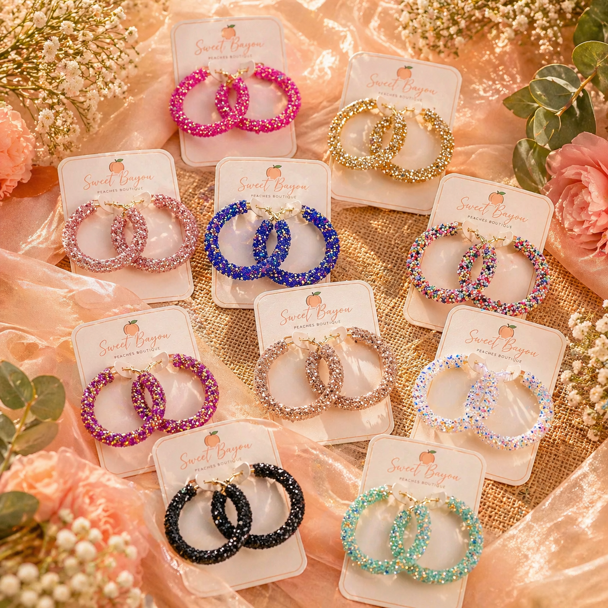 Confetti Sparkle Hoop Earrings