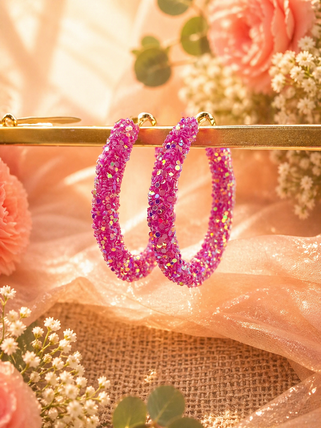 Confetti Sparkle Hoop Earrings