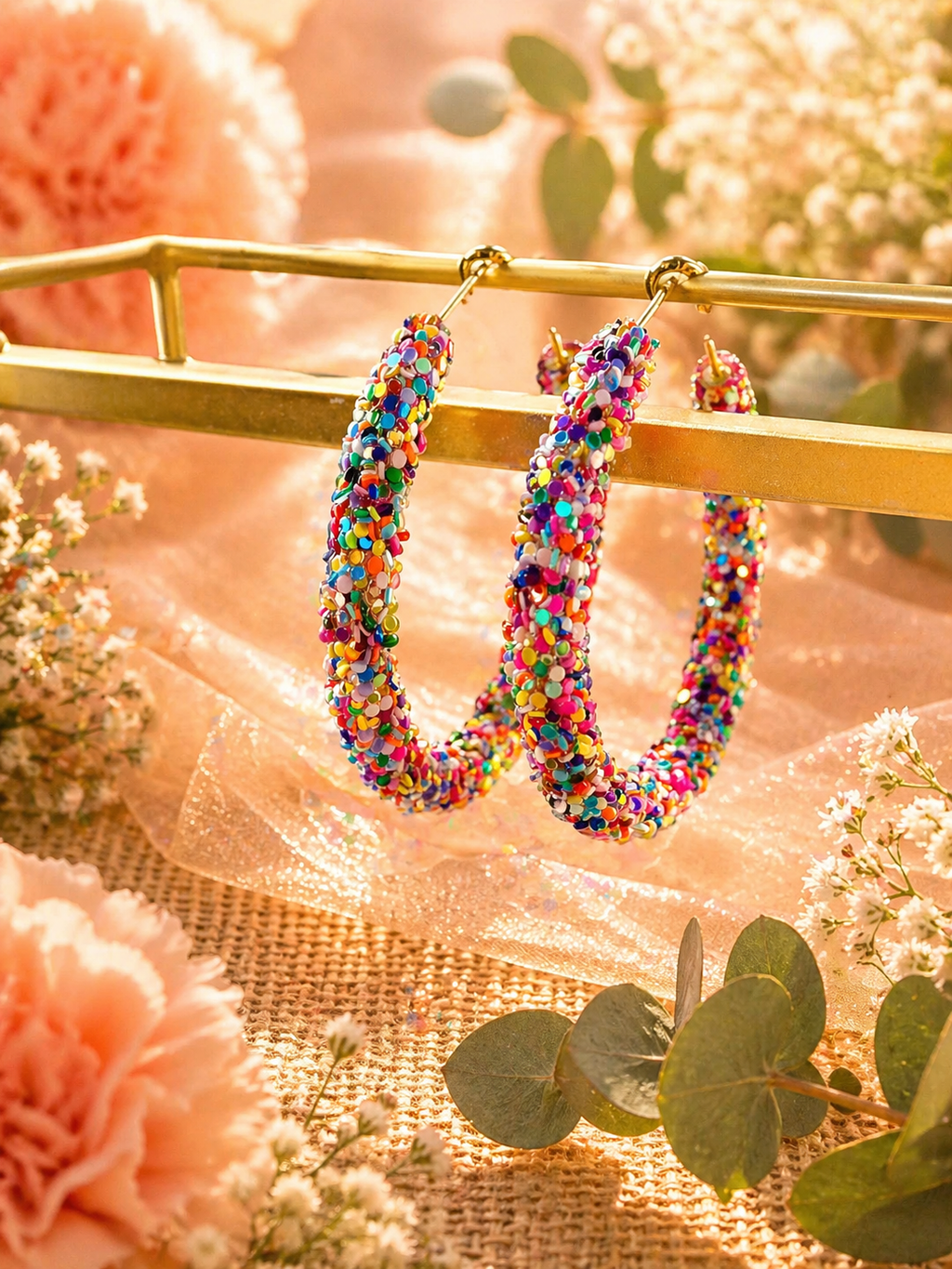 Confetti Sparkle Hoop Earrings